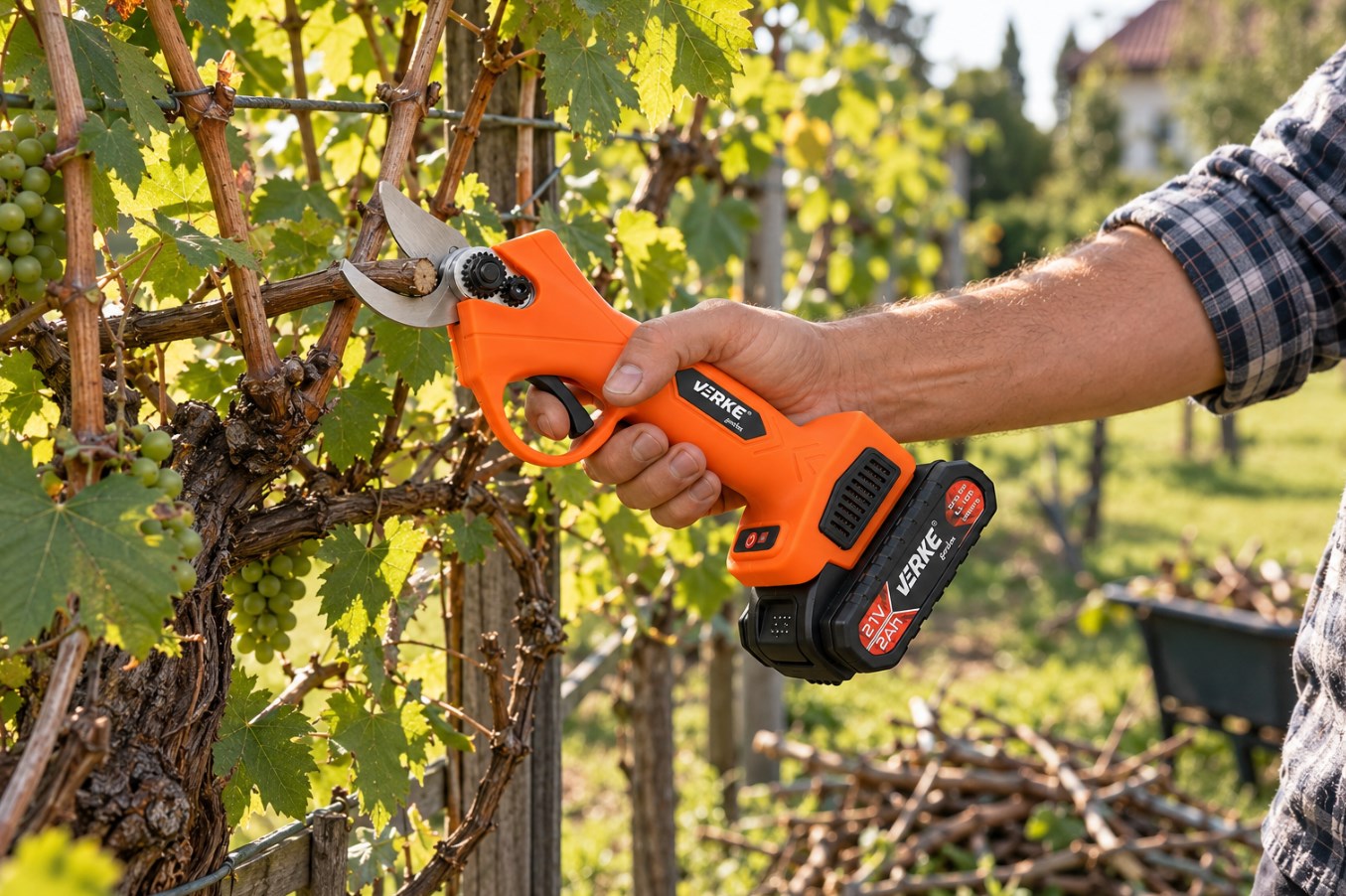 Sekator akumulatorowy VERKE GARDEN V90703 21 V 2×2,0 Ah 25 mm